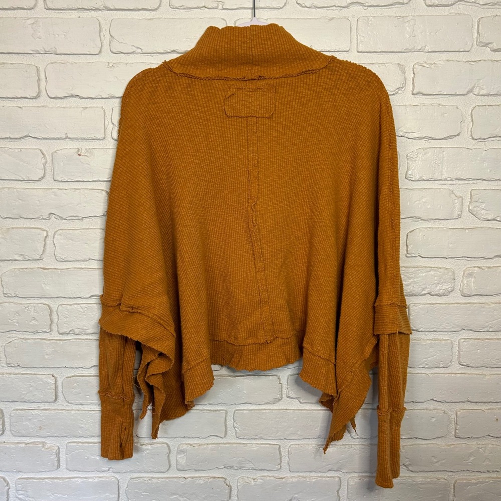 Free People Sunbaby Mock Neck Drop Shoulder Ribbed Top Women's Size XS - Picture 6 of 8